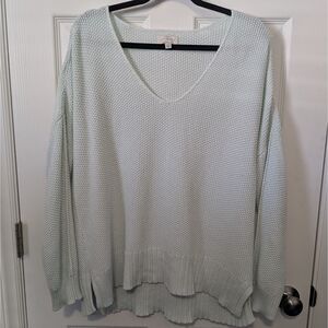 Lucky Brand Beautiful Pale Blue Sweater Vneck Women's Clothing Size Lg